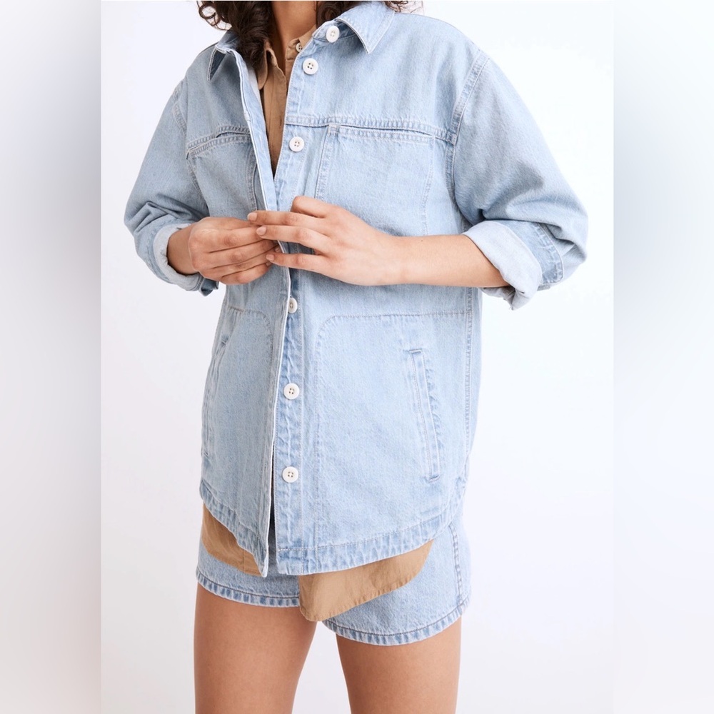 Madewell Denim Ames Oversized Shirt-Jacket in Corrigan Wash XXL